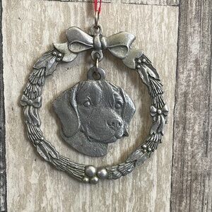 VINTAGE “I love my Beagle”‎ pewter Dog Wreath Ornament
